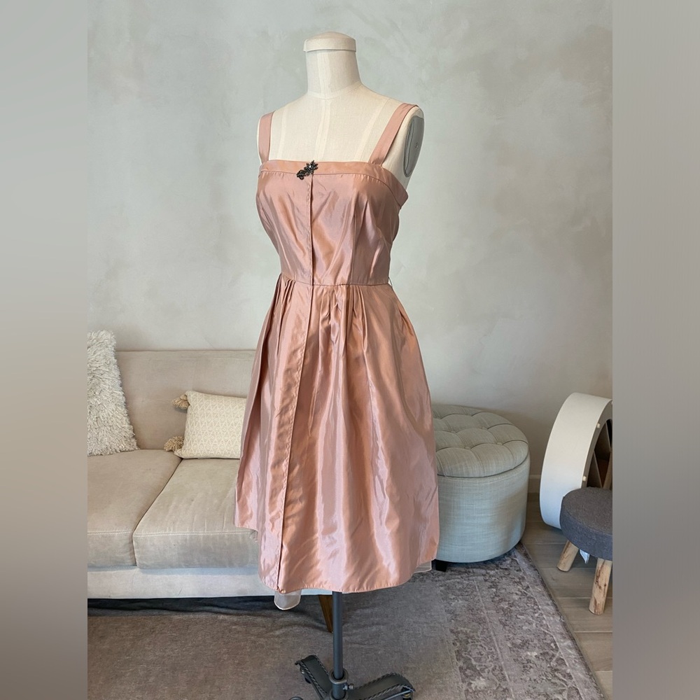 VERA WANG PINK FORMAL DRESS STRAIGHT SQUARE NECKLINE A-LINE DRESS - Picture 2 of 13